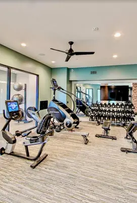 a gym with treadmills and elliptical machines at LuXury Stay | Pool + Gym + Fast Wi-fi in Orlando