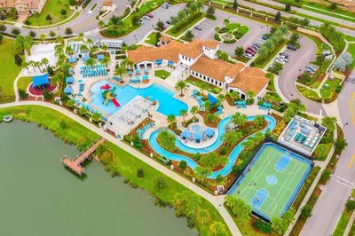 an overhead view of a pool at a resort at Lavish Villa W Private Pool And Spa And Free Resort in Orlando