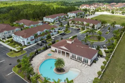 an aerial view of a home with a pool at Casa 3Q Lucaya Village — 15min da Disney in Kissimmee