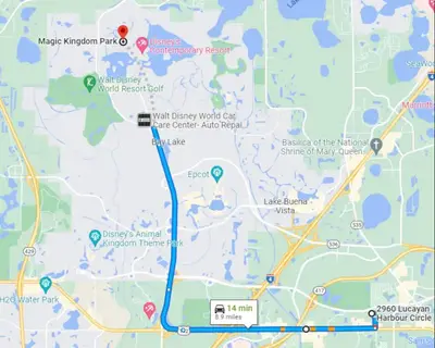 a map of the magic kingdom park at 3 Bedrooms 2 Bathrooms Lucaya Village townhouse in Kissimmee