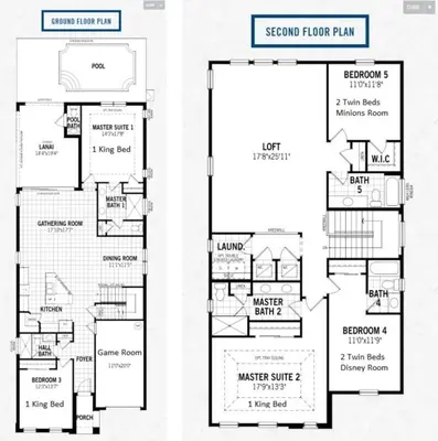 a floor plan of a house at 5 Bedrooms 5,5 Bathrooms Solara home in Orlando