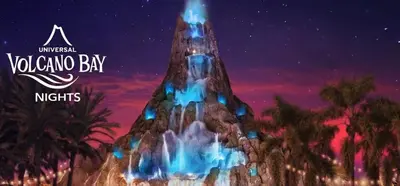 a rendering of the walt disney world volcano bay at night at A Magical and Cozy Family Getaway 3BR Home Near Disney Studios in Orlando