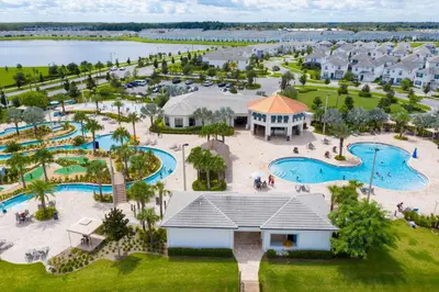 an aerial view of the water park at the resort at 4715 SH - Storey Lake Hideaway 6BR Mansion Private Pool in Kissimmee