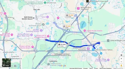 a map of the roads and highways at Chic Resort Getaway – 15 Min to Disney in Kissimmee