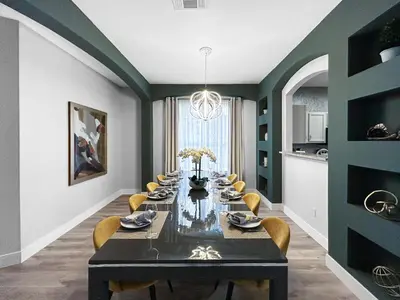 a dining room with a long table and chairs at NEW Luxury 7BR Villa 4 Mi to Disney Pool & Spa in Kissimmee