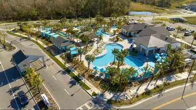 an overhead view of a pool at a resort at 4263PD-New Listing- 5 bed/4 bath-Private Pool in Kissimmee