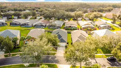 an aerial view of a residential neighborhood with houses at Emerald Island Disney Villa with Pool & Spa in Kissimmee