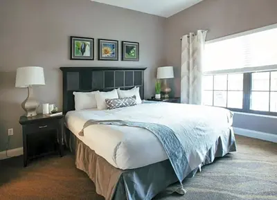 a bedroom with a large bed and a window at Orange Lake Vacation Time in Orlando