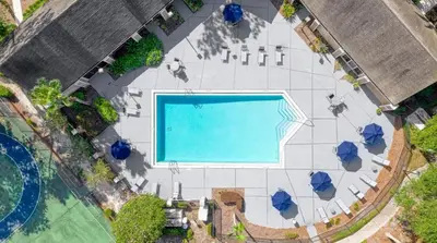 an overhead view of a swimming pool at Modern 1BR with Premium Finishes in Orlando