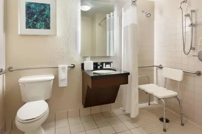 a bathroom with a toilet and a sink at Fairfield Inn & Suites by Marriott Orlando Lake Buena Vista in the Marriott Village in Orlando