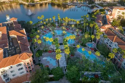 an aerial view of a resort with a swimming pool at Marriott's Grande Vista in Orlando