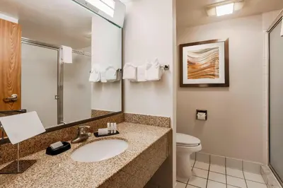 a bathroom with a sink and a toilet at Courtyard by Marriott Orlando Lake Mary North in Lake Mary