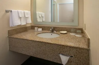 a bathroom counter with a sink and a mirror at SpringHill Suites by Marriott Orlando North-Sanford in Sanford