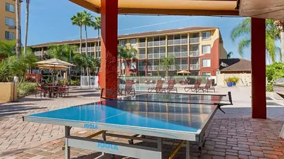 a ping pong table in front of a building at Bluegreen Vacations Orlando's Sunshine Resort in Orlando