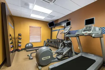 a gym with cardio equipment in a room at Hampton Inn & Suites Orlando-South Lake Buena Vista in Kissimmee