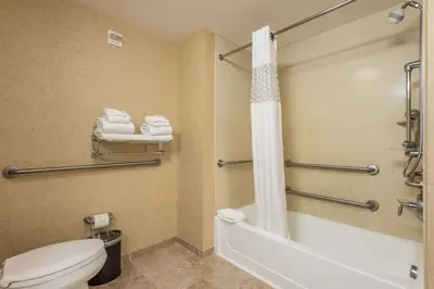 a bathroom with a toilet and a shower at Hampton Inn & Suites Orlando-South Lake Buena Vista in Kissimmee