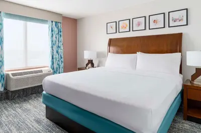 a bedroom with a large bed and a window at Hilton Garden Inn Orlando at SeaWorld in Orlando