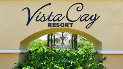 a sign for the vista city resort at Stylish Vista Cay Condo, near Orlando attractions in Orlando