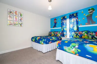 a childs bedroom with a super mario bedroom at Family Friendly Four Bedrooms w/ Pool 4896 in Kissimmee
