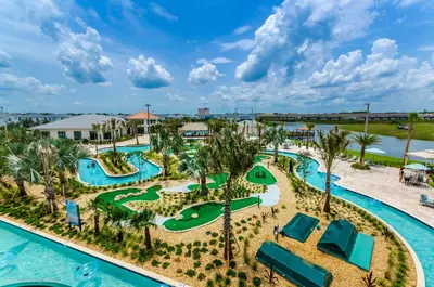 an aerial view of the pool at the resort at Beautiful Home wPrivate Pool & Spa, near WDW in Kissimmee