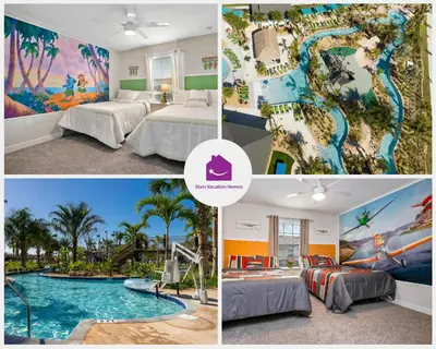 a collage of pictures of a resort with a pool at 3083 TS-SVH Storey Lake in Kissimmee