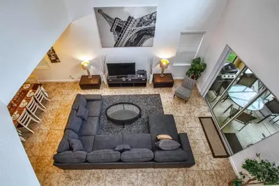 an overhead view of a living room with a couch at Conservation View, Resort, Pool Home-3116Pp in Kissimmee
