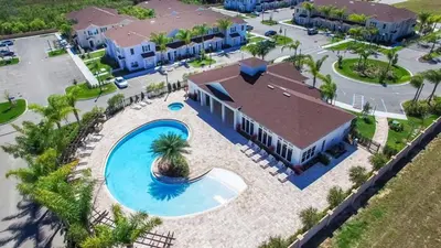 an overhead view of a pool at a resort at Lucaya Village Resort Townhome Unit 14 Townhouse in Orlando