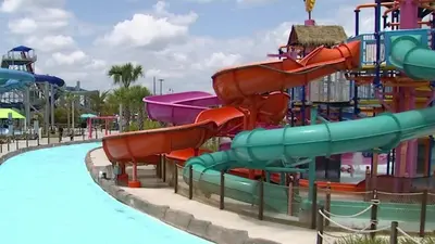 a water slide at a water park at The Floridian 3 bed townhouse at Emerald Island Resort in Kissimmee