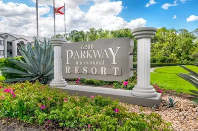 a sign for a parkway international resort at Parkway International Resort in Orlando