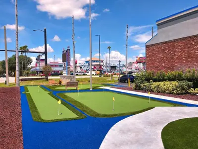 a miniature golf course in a parking lot at Celebration Suites in Orlando
