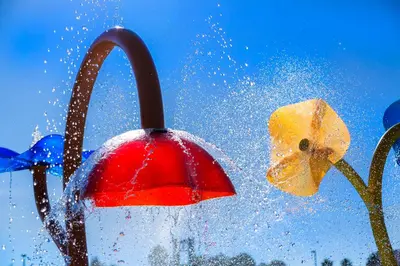 a close up of a water fountain with a flower at Rosen Inn Lake Buena Vista in Orlando