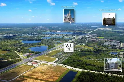 arial view of a city with photos of landmarks at 3 Bedroom townhouse fits 8, 10' to Disney parks! in Kissimmee