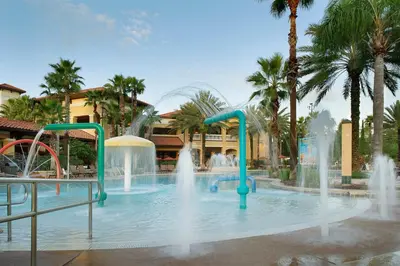 a water park with a water slide and fountains at Floridays Orlando Two & Three Bed Rooms Condo Resort in Orlando