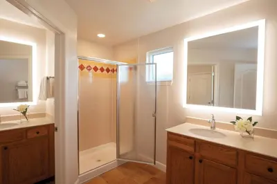 a bathroom with a shower and a sink at Sheraton Vistana Villages Resort Villas, I-Drive Orlando in Orlando