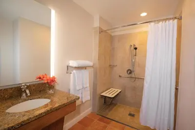 a bathroom with a sink and a shower at Sheraton Vistana Villages Resort Villas, I-Drive Orlando in Orlando