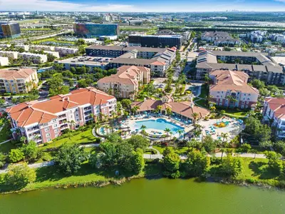 an aerial view of a resort with a pool at Vista Cay at Epic Universe - Standard 3 bedroom condo in Orlando