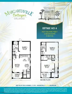 a floor plan of the margarita cartier residence at Sea Breeze Cottage Near Disney With Private Hot Tub & Margaritaville Resort & Island H20 Waterpark Access - 3016Sr in Orlando