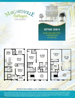 a floor plan of the margarita cottage at Fun In The Sun Cottage With Private Pool Near Disney With Margaritaville Resort & Island H2O Access - 8052Sh in Orlando