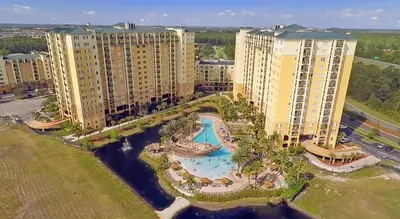 an aerial view of a resort with a swimming pool at Lake Buena Vista Resort Village and Spa, Near Disney in Orlando