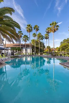 a large swimming pool with palm trees in the background at Legacy Vacation Resorts Kissimmee & Orlando - Near Disney in Kissimmee