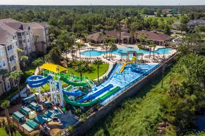 an aerial view of a water park at a resort at Spacious Kissimmee Villa - 3 Mi to Disney World! in Orlando