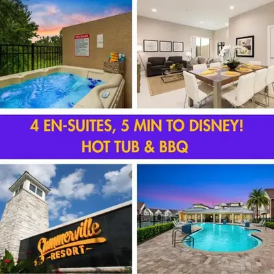 4 BR 4 BA Deluxe Villa 5 min to Disney Family getaway