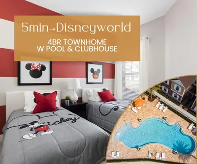 two beds in a room with a sign that reads jamlin disney world air at Fantastic Townhome 5min Disneyworld 134 in Orlando