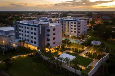 an overhead view of a large white building with a park at The Celeste Hotel, Orlando, a Tribute Portfolio Hotel in Orlando