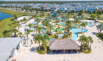 an aerial view of the pool at the resort at Marvelous 2 Bd Apt Close to Disney at Storey Lake 106 in Kissimmee