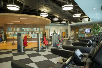 a gym with a checkered floor and rows of chairs at Universal's Cabana Bay Beach Resort in Orlando