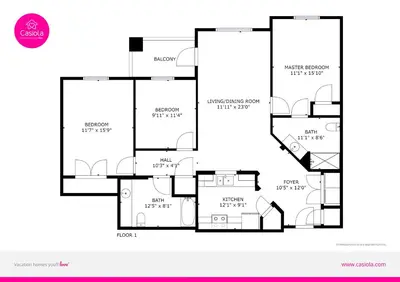 a floor plan of a house at Beautiful Vista Cay Condo, Near I-Drive in Orlando