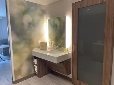 a bathroom with a sink and a mirror at Wyndham Garden Orlando Universal / I Drive in Orlando