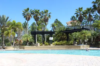a swimming pool at a resort with palm trees at 205 - Disney, Universal, Convention Center in Orlando