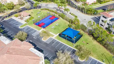 an overhead view of a park with a playground at Vista Cay in Orlando